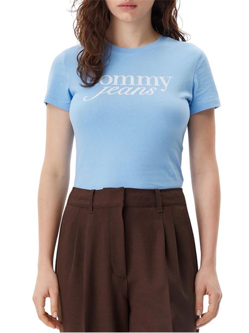 T-shirt donna celeste in cotone Tommy Jeans | DW0DW19447C12
